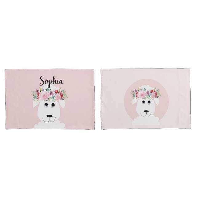 Funda De Cojín Chicas Personalizado caprichoso de ovejas y nombre (Anverso - Set)
