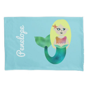 Funda De Cojín Chicas rubios personalizados de la sirena del