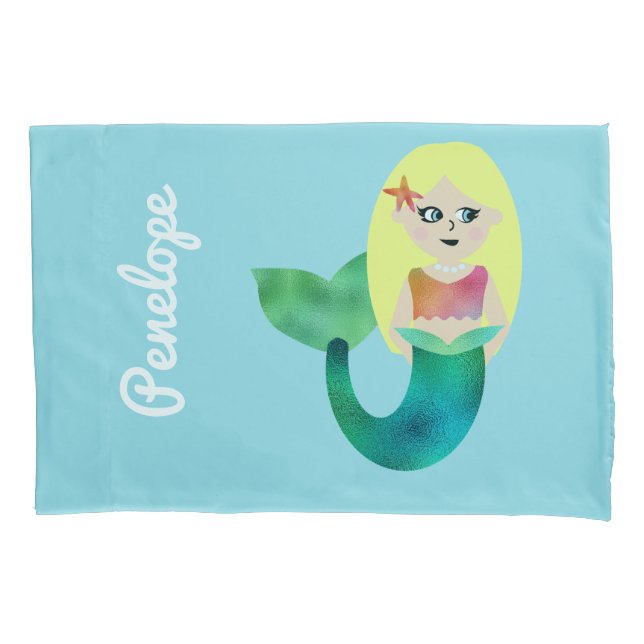 Funda De Cojín Chicas rubios personalizados de la sirena del (Anverso)