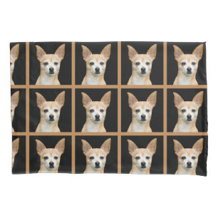 Funda De Cojín Chihuahua pintada beige en fondo negro