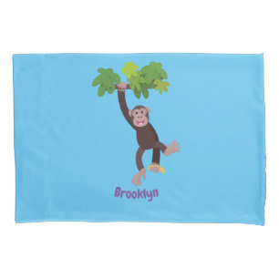 Funda De Cojín Chimpancé lindo en personalizado colgante de la ju