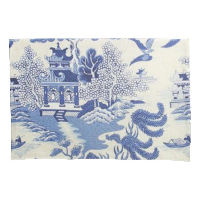 Funda De Cojín Chinoiserie china azul y blanca (Anverso)