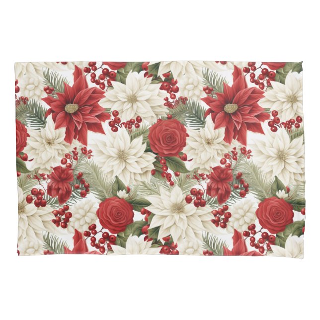 Funda De Cojín Christmas Poinsettia – Holiday Floral Design (Anverso)