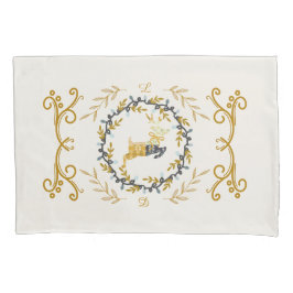 Funda De Cojín Christmastime Deer with Wreath Yellow Cream