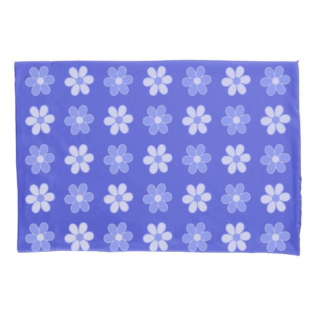 Funda De Cojín Cielo Azul y Flores Blancas sobre Azul (Anverso)