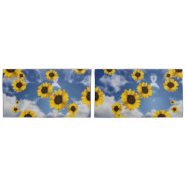 Funda De Cojín Cielo de nubes y girasoles