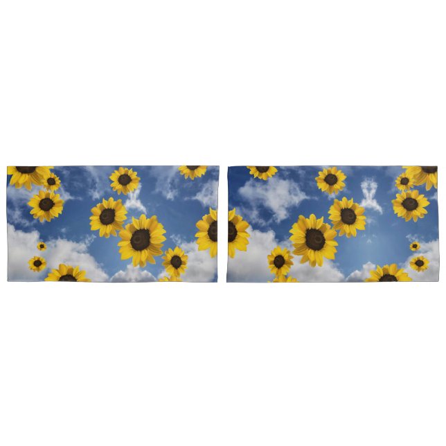 Funda De Cojín Cielo de nubes y girasoles (Anverso - Set)