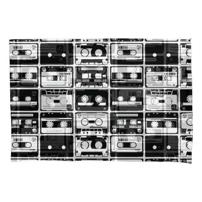 Funda De Cojín Cintas de audio retro, patrón anticuado. (Anverso)