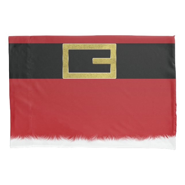 Funda De Cojín Cinturón rojo de Papá Noel y Navidad de pelaje bla (Anverso)
