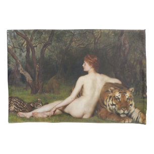 Funda De Cojín Circe (Diosa con Tigre Salvaje) (por John Collier)