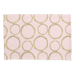 Funda De Cojín Círculos dorados y rosa sonrojado Mod moderno y tr