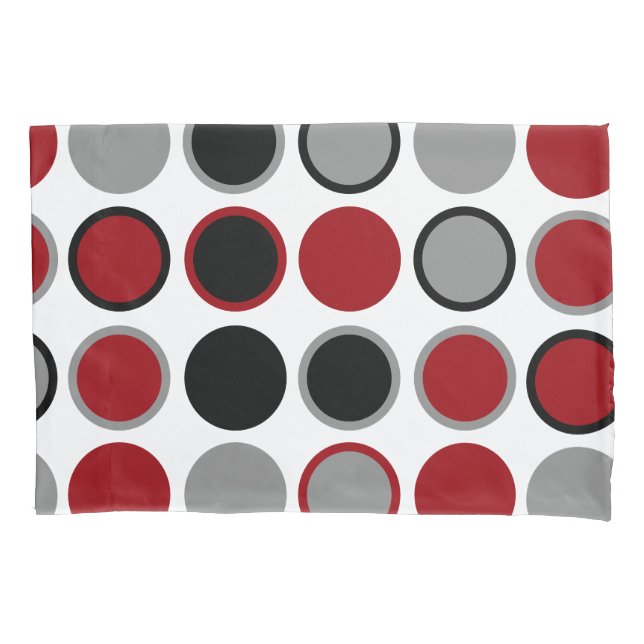 Funda De Cojín Círculos rojos, negros y grises (Anverso)