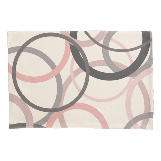 Funda De Cojín Círculos rosados y grises (Anverso)