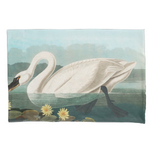 Funda De Cojín cisnes de agua blanca de cisne audubon