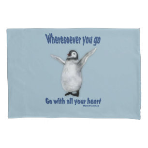 Funda De Cojín Cita de Confucio Inspirador de Pingüino
