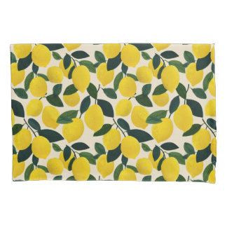 Funda De Cojín Citrus Fruit Yellow Lemons Pattern Mediterranean