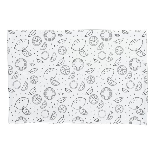 Funda De Cojín Citrus fruits Lemon Black Hand drawn Modern. (Anverso)