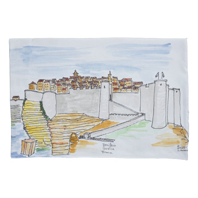 Funda De Cojín Ciudad acantilado de Bonifacio| Córcega, Francia (Anverso-izquierdo)