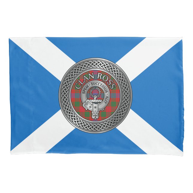 Funda De Cojín Clan Ross Escudo y Tartan Knot (Anverso)