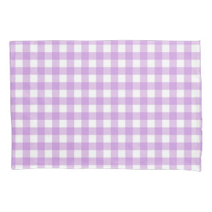 Funda De Cojín Clásico Gingham Check Plaid Pattern Lilac