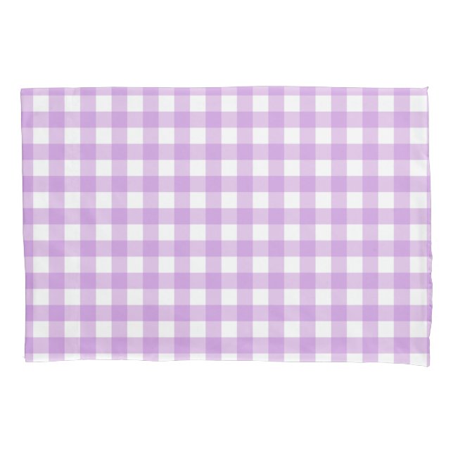 Funda De Cojín Clásico Gingham Check Plaid Pattern Lilac (Anverso)