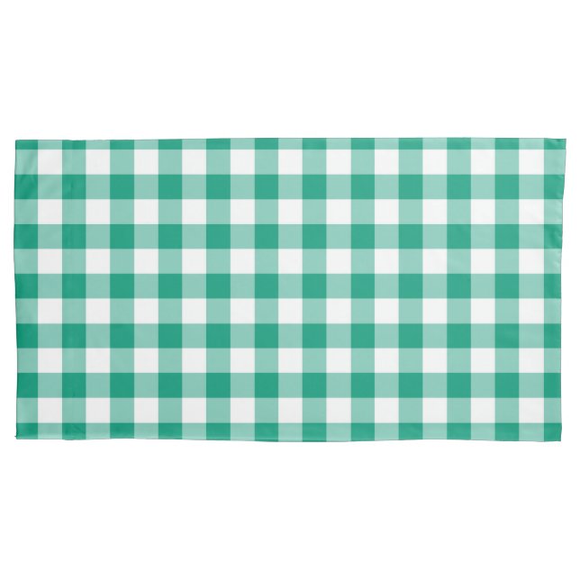 Funda De Cojín Clásico Patrón de Cuadros Gingham Verde y Blanco (Anverso-izquierdo)