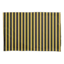 Funda De Cojín Classic Modern Striped Black and Metallic Gold