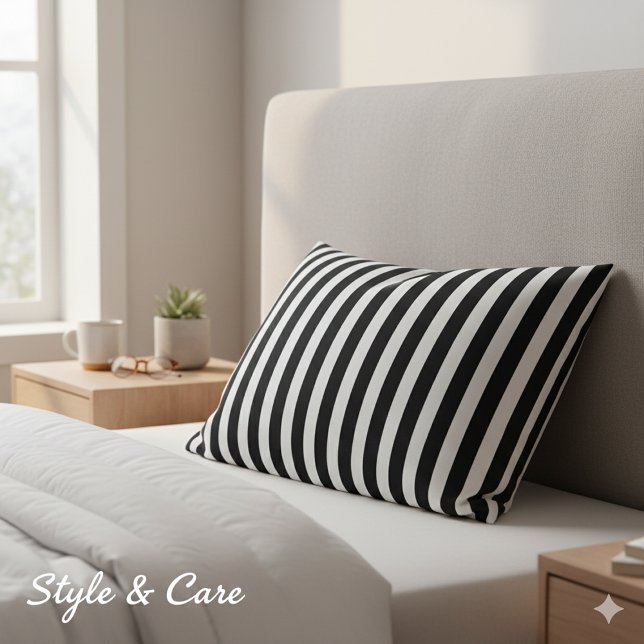 Funda De Cojín Classic Modern Striped Black and White (Classic Modern Striped Black and White Pillow Case)