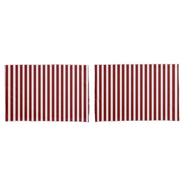 Funda De Cojín Classic Modern Striped Deep Red and White (Anverso - Set)