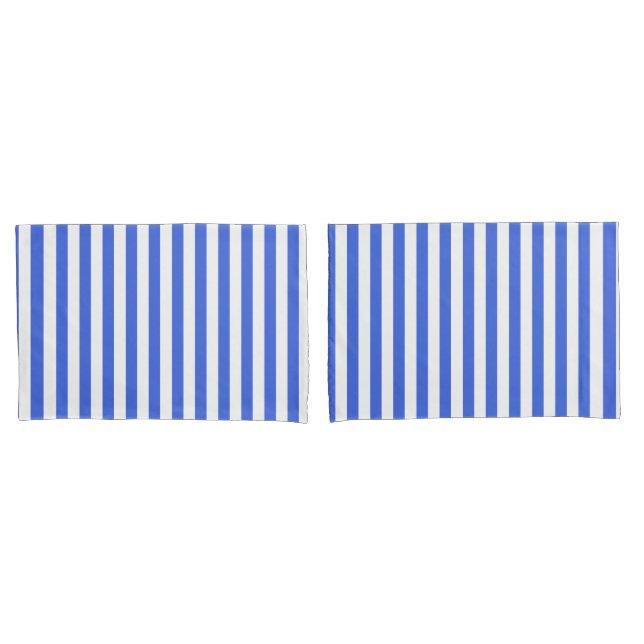 Funda De Cojín Classic Modern Striped Royal Blue and White (Anverso - Set)