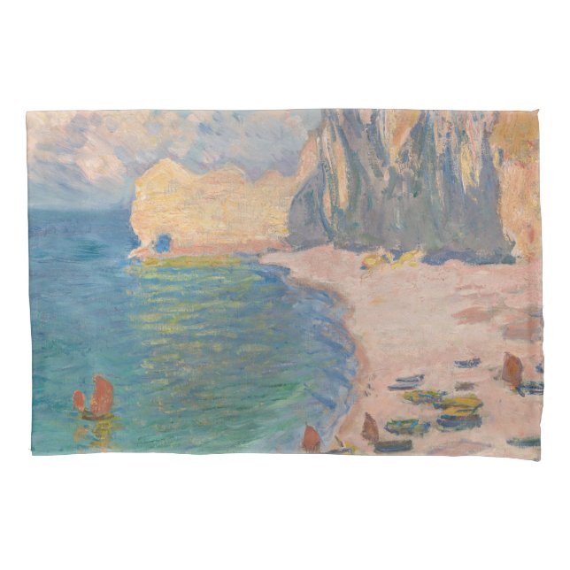 Funda De Cojín Claude Monet - Etretat: playa y Falaise d'Amonet (Anverso)
