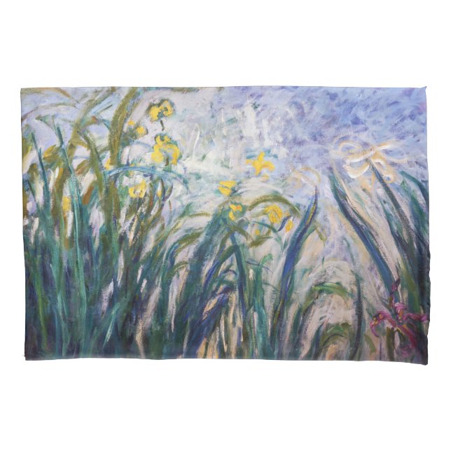 Funda De Cojín Claude Monet - Irlandeses amarillos y morados (Anverso)