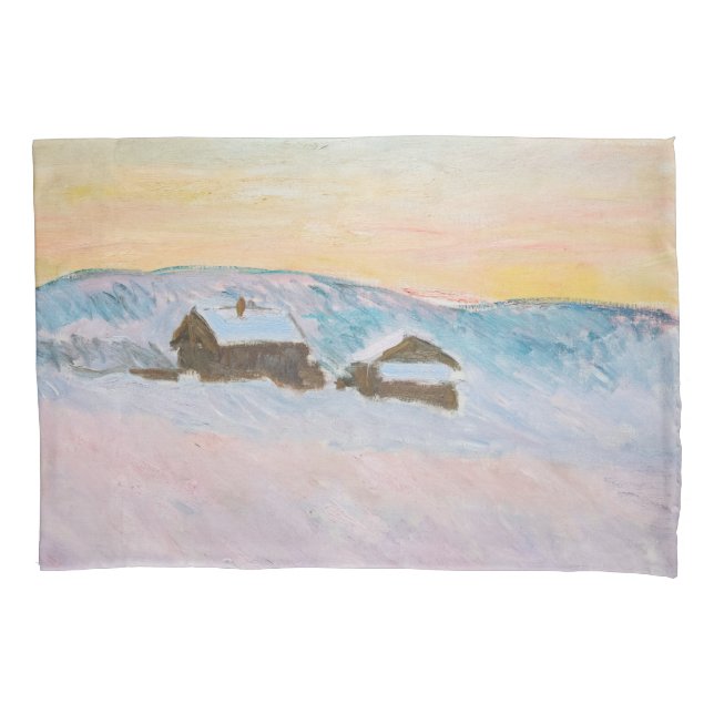 Funda De Cojín Claude Monet - Paisaje noruego, casas azules (Anverso)