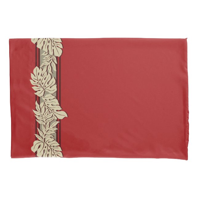 Funda De Cojín Cliff Hanger Hawai Monstera Leaf Red (Anverso)