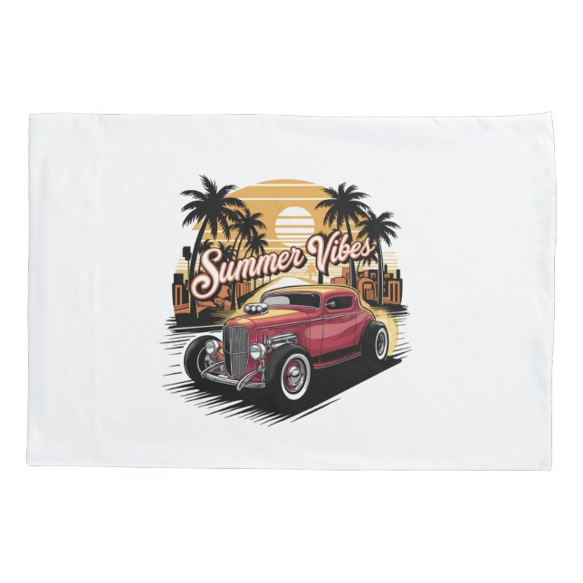 Funda De Cojín Coche Clásico Ambiente de Verano (Reverso)