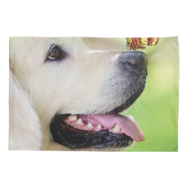 Funda De Cojín Cojín decorativo De Labrador Y Mariposa (Reverso)