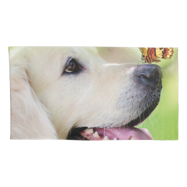 Funda De Cojín Cojín decorativo De Labrador Y Mariposa (Reverso-derecho)
