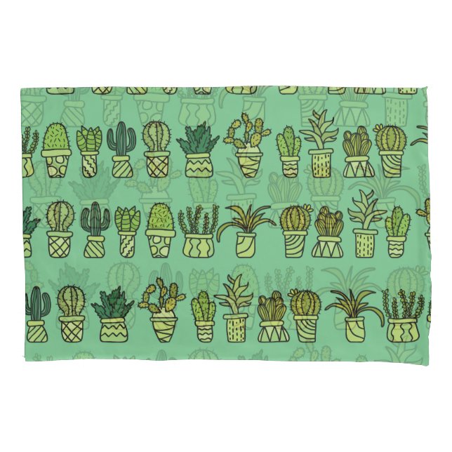 Funda De Cojín Colección Cactus: Juego de Doodle de mano. (Anverso)