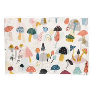 Funda De Cojín Colección de la mano de los hongos de otoño