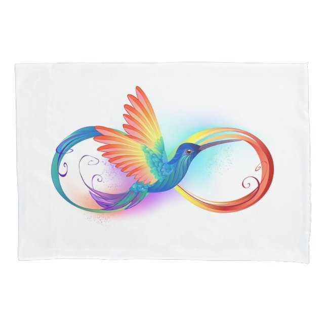 Funda De Cojín Colibrí arcoiris con símbolo Infinity (Anverso)