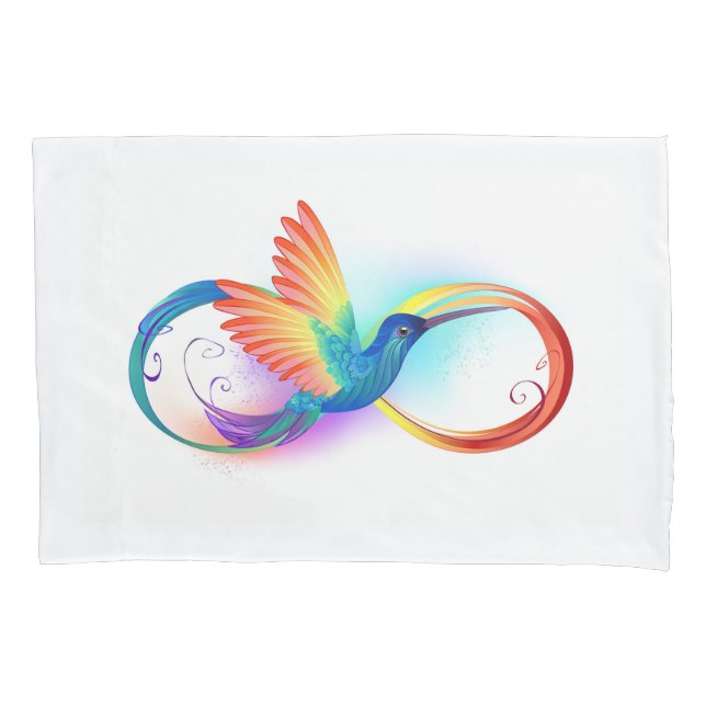 Funda De Cojín Colibrí arcoiris con símbolo Infinity (Anverso-izquierdo)