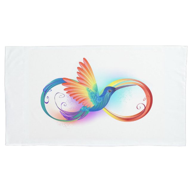 Funda De Cojín Colibrí arcoiris con símbolo Infinity (Anverso-izquierdo)
