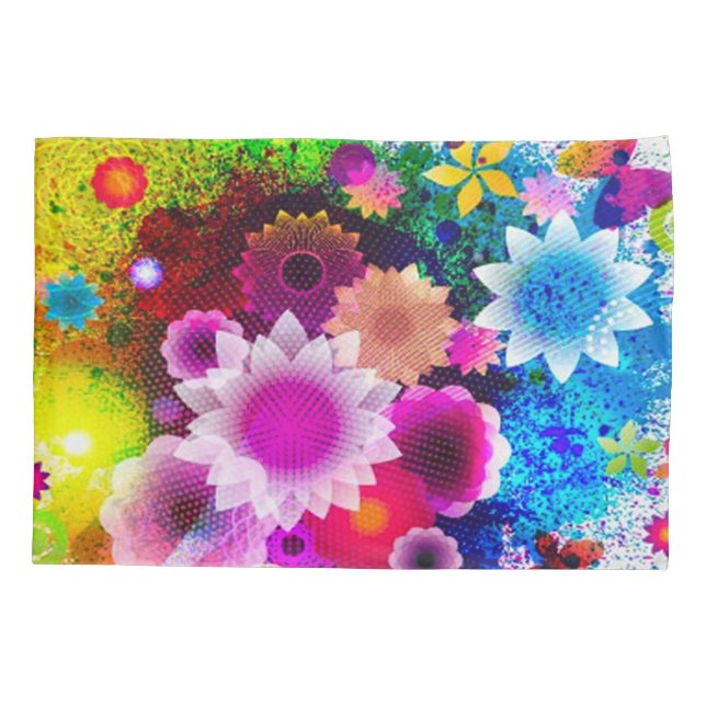 Funda De Cojín Collage abstracto de la flor de la fantasía (Reverso)