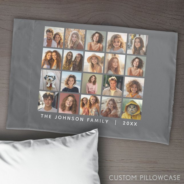 Funda De Cojín Collage de 20 plantillas de fotos con texto Person (Create Your Own Photo Collage Pillowcase)