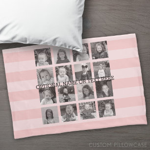Funda De Cojín Collage de fotos de Instagram Hasta 16 fotos Rubor