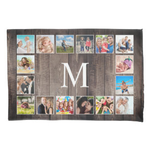 Funda De Cojín Collage de fotos personalizado Familia Rustic Farm