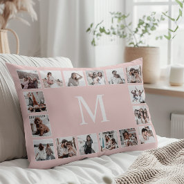 Funda De Cojín Collage de fotos personalizado rosa personalizado