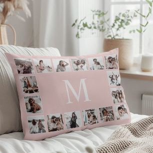 Funda De Cojín Collage de fotos personalizado rosa personalizado