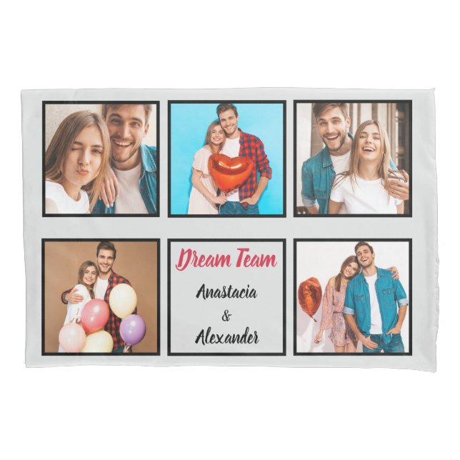 Funda De Cojín Collage de San Valentín personalizado feliz en par (Anverso)
