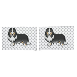 Funda De Cojín Collie Áspero Tricolor Perro de Dibujos Animados L